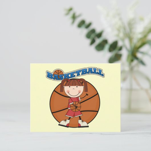 Carte Postale BASKETBALL Brunette Girl T-shirts et cadeaux (Debout devant)