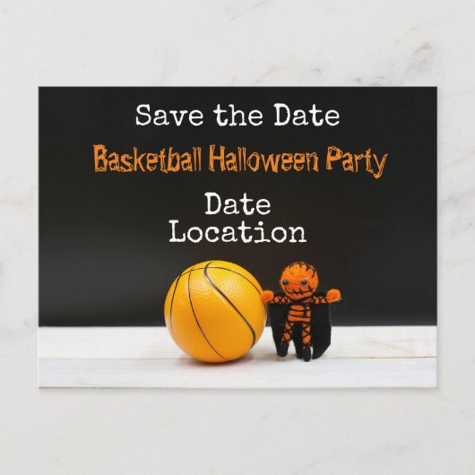 Carte Postale Basketball Halloween Party enregistrer la date (Devant)