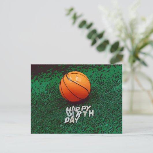 Carte Postale Basketball Joyeux Anniversaire avec basket-ball su (Debout devant)