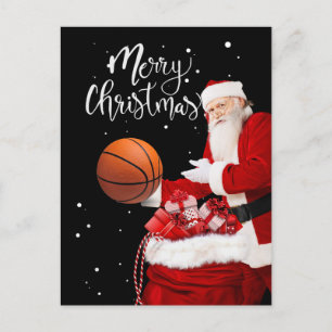 Carte Postale Basketball Joyeux Noël avec le Père Noël