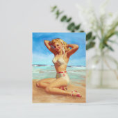Carte Postale Basking sur le Beach Pin Up (Debout devant)