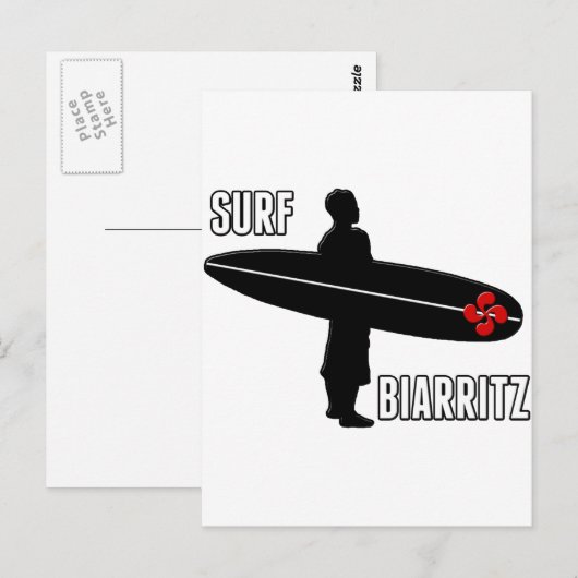 Carte Postale Basque de Surfeur Biarritz (Devant / Derrière)