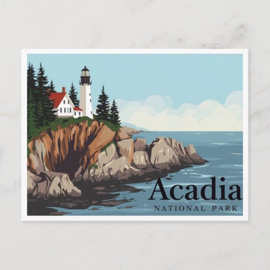 Carte Postale Bass Harbor Head Light Vintage (Devant)