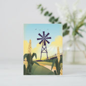Carte Postale Basse-cour et moulin à vent (Debout devant)
