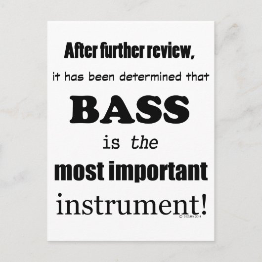 Carte Postale Basse Instrument le plus important (Devant)