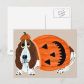 Carte postale Basset En Costume Citrouille (Devant / Derrière)