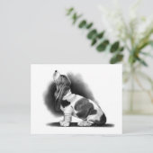 CARTE POSTALE BASSET HORAIRE : RÉALISME PENCILE : POIVRE (Debout devant)