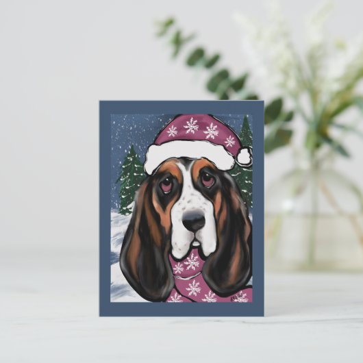 CARTE POSTALE BASSET HOUND (Debout devant)