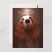 Carte Postale Basset Hound Angel (Devant / Derrière)