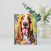 Carte Postale Basset Hound Bonne Pâques (Debout devant)