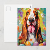Carte Postale Basset Hound Bonne Pâques (Devant / Derrière)