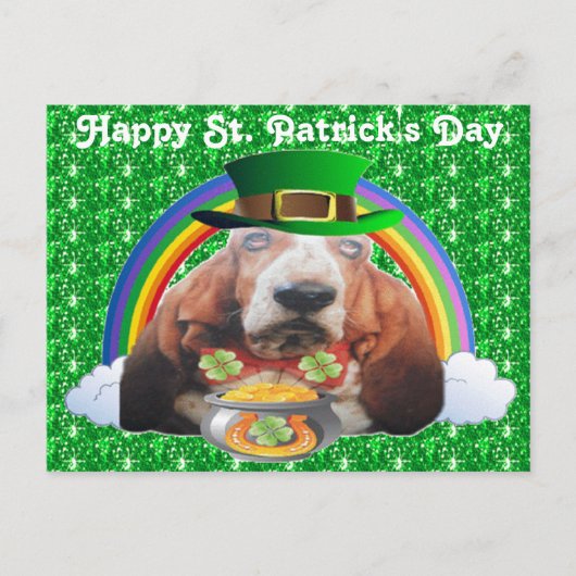 Carte postale Basset Hound Bonne St. Patrick's Day (Devant)