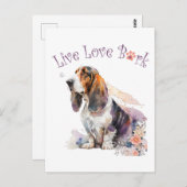 Carte Postale Basset Hound Chien Maman Floral (Devant / Derrière)