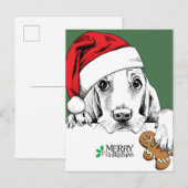 Carte Postale Basset Hound Cookie de Noël (Devant / Derrière)
