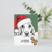 Carte Postale Basset Hound Cookie de Noël (Debout devant)