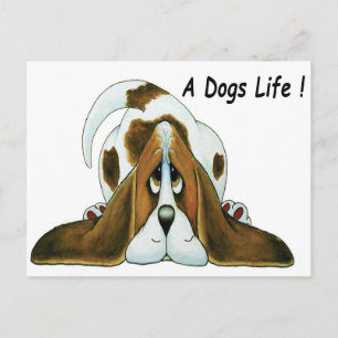 Carte Postale Basset Hound de dessin animé, la vie d'un chien