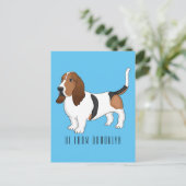 Carte Postale Basset hound dessin de chien (Debout devant)