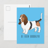 Carte Postale Basset hound dessin de chien (Devant / Derrière)