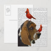 Carte Postale Basset Hound et Birds (Devant / Derrière)
