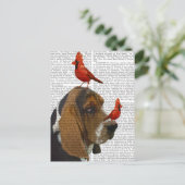 Carte Postale Basset Hound et Birds (Debout devant)