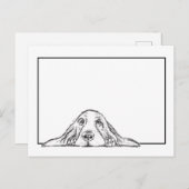 Carte Postale basset hound noir blanc yeux de chiot simples (Devant / Derrière)