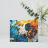 Carte Postale Basset Hound Papier Quitter Art Chien Portrait (Debout devant)