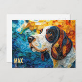 Carte Postale Basset Hound Papier Quitter Art Chien Portrait (Devant / Derrière)