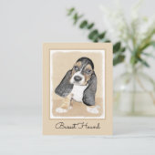 Carte Postale Basset Hound Peinture Chiot - Art Chien original (Debout devant)