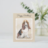 Carte Postale Basset Hound Peinture - Cute Original Chien Art (Debout devant)