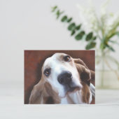 Carte Postale Basset Hound Peinture d'Art Portrait (Debout devant)