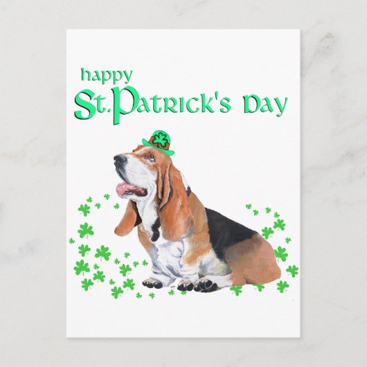 Carte Postale Basset Hound Saint-Patrick (Devant)