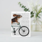 Carte Postale Basset Hound sur vélo (Debout devant)