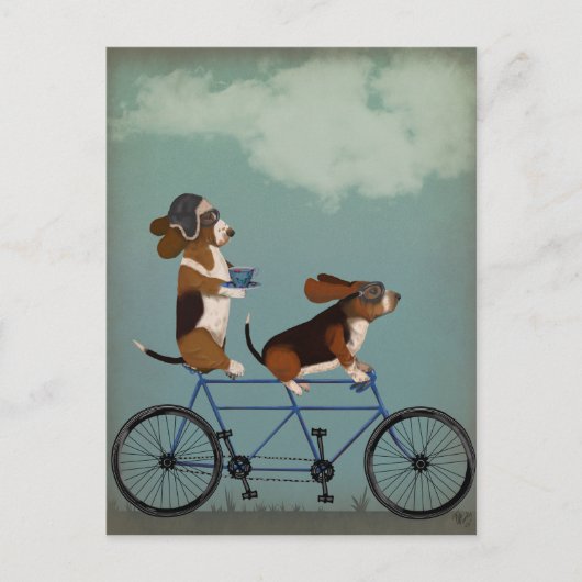 Carte Postale Basset Hound Tandem (Devant)