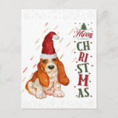 Carte Postale Bassett Hound mignon Chien Noël (Devant)