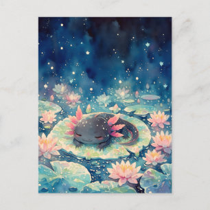 Carte Postale Bassin de l'Axolotl Kawaii de Minuit Tacheté