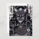 Carte Postale Bast Chat déesse égyptienne (Devant / Derrière)