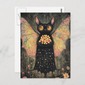 Carte Postale Bat adorable avec bonbon Corn Halloween (Devant / Derrière)