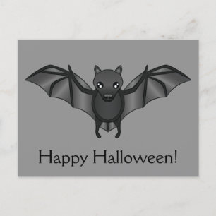 Carte Postale Bat Cartoon Mignonne Avec Joyeux Texte D'Halloween