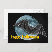 Carte Postale Bat en papier Origami avec Lune Bleue/Jaune/Brown (Devant / Derrière)