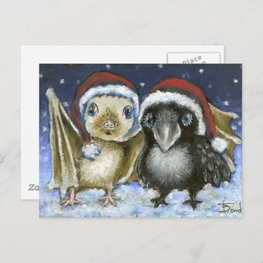 Carte Postale Bat et corbeau (Devant / Derrière)