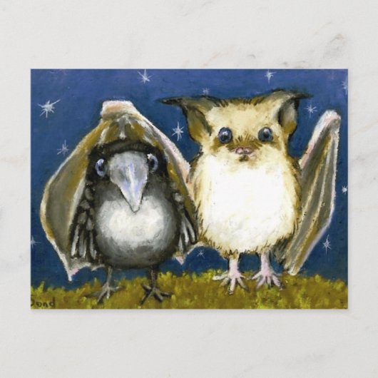 Carte Postale Bat et corbeau (Devant)