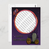 Carte Postale Bat, Jack o' Lanterns, Tombstone, Ajouter Un Cadre (Devant / Derrière)