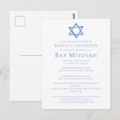 Carte Postale Bat mitzvah Artiste Bleu Étoile de David (Devant / Derrière)