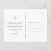 Carte Postale Bat mitzvah Black Gold Script Aquarelle Floral (Dos)