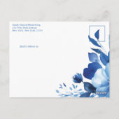Carte Postale Bat mitzvah d'aquarelle Blue Blooms (Dos)