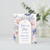 Carte Postale Bat mitzvah de fleurs rose violet Enregistrer la d (Debout devant)