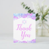 Carte Postale Bat mitzvah Floral rose Hydrangea Merci (Debout devant)