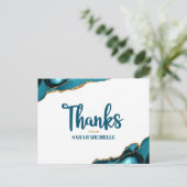 Carte Postale Bat mitzvah Gold Turquoise Agate Script Merci (Debout devant)