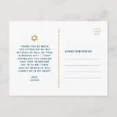 Carte Postale Bat Mitzvah Or Turquoise Agate Script Merci (Dos)