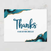 Carte Postale Bat Mitzvah Or Turquoise Agate Script Merci (Devant)